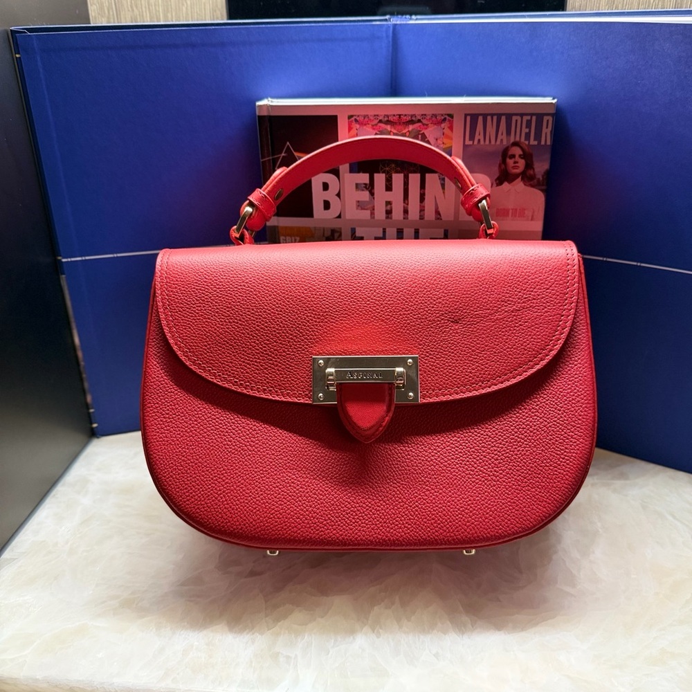 Red Leather Top-Handle Crossbody Bag by Aspinal